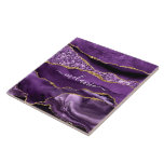 Agaat Paarse Gouden Glitter Aangepaste Naam Kerami Tegeltje<br><div class="desc">Keramische Tegels met Agaat Paarse Violet Gold Glitter Geode Custom Name Sparkle Marble Personalized Birthday - Jubileum of Wedding Tegel Gift / Suppliest - Jouw naam toevoegen - Tekst of Verwijderen - Maak uw speciale cadeau - Formaat wijzigen en verplaatsen of verwijderen en tekst / elementen toevoegen met aanpassingstool. Ontwerp...</div>