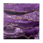 Agaat Paarse Gouden Glitter Aangepaste Naam Kerami Tegeltje<br><div class="desc">Keramische Tegels met Agaat Paarse Violet Gold Glitter Geode Custom Name Sparkle Marble Gepersonaliseerde Verjaardag - Jubileum of bruiloft Tegel / Gift / Suppliest - Jouw naam toevoegen - Tekst of Verwijderen - Maak uw speciale cadeau - Formaat wijzigen en verplaatsen of verwijderen en toevoegen van tekst / elementen met...</div>