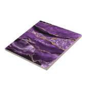 Agaat Paarse Gouden Glitter Aangepaste Naam Kerami Tegeltje (Zijkant)