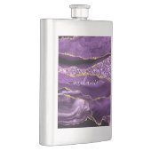 Agaat Paarse Gouden Glitter Custom Naam Flask Flacon (Rechts)