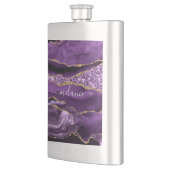 Agaat Paarse Gouden Glitter Custom Naam Flask Flacon (Links)