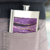 Agaat Paarse Gouden Glitter Custom Naam Flask Flacon (Voorbeeld)