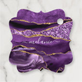 Agaat Paarse Gouden Glitter Custom Name Cadeau Lab Bedankjes Labels (Achterkant)