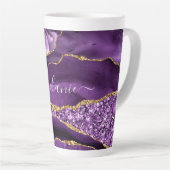 Agaat Paarse Gouden Glitter Custom Name Latte Mok (Rechterhoek)