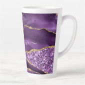 Agaat Paarse Gouden Glitter Custom Name Latte Mok (Rechts)