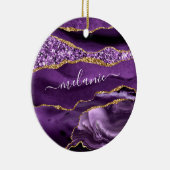 Agaat Paarse Gouden Glitter Jouw naam Ornament Gif (Rechts)