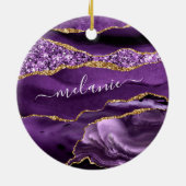 Agaat Paarse Gouden Glitter Jouw naam Ornament Gif (Achterkant)
