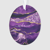 Agaat Paarse Gouden Glitter Marmer Aangepaste Jouw Ornament (voorkant)