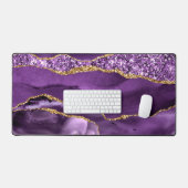 Agaat Paarse Gouden Glitter Marmer Bureaumat (Keyboard & Muis)