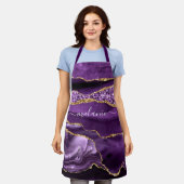 Agaat Paarse Gouden Glitter Marmer Custom Name Sch Schort (Gedragen)