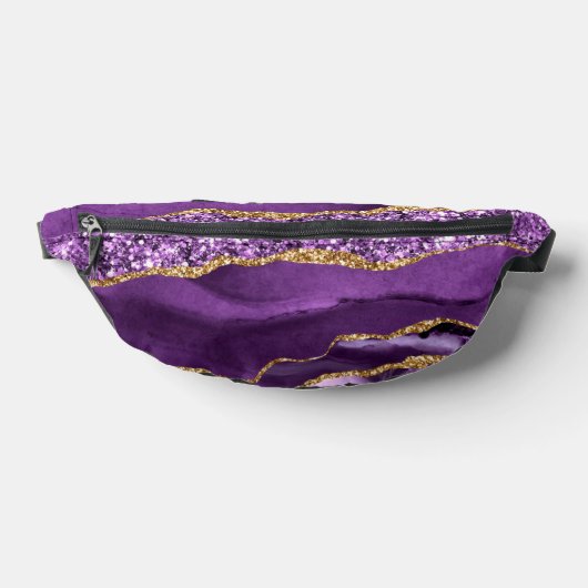 Agaat Paarse Gouden Glitter Marmeren Fanny Pack Heuptasje (Liggend)