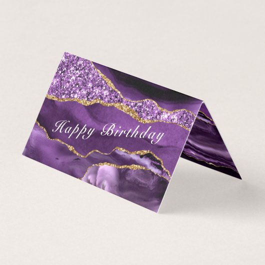 Agaat Paarse Gouden Glitter Sparkle Verjaardag Kaa Kaart (Voorkant)