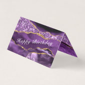 Agaat Paarse Gouden Glitter Sparkle Verjaardag Kaa Kaart (Achterkant)