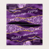 Agaat Paarse Gouden Glitter Sparkle Verjaardag Kaa Kaart (Buitenkant ongevouwen)