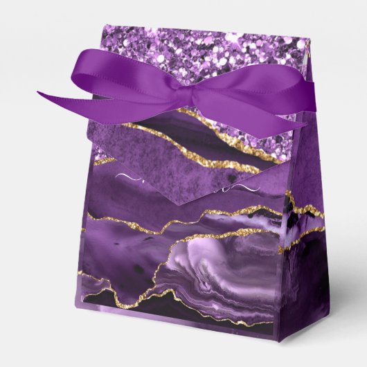 Agaat Paarse Gouden Marmeren Custom Naam Gift Box Bedankdoosjes (Voorkant Zijde)
