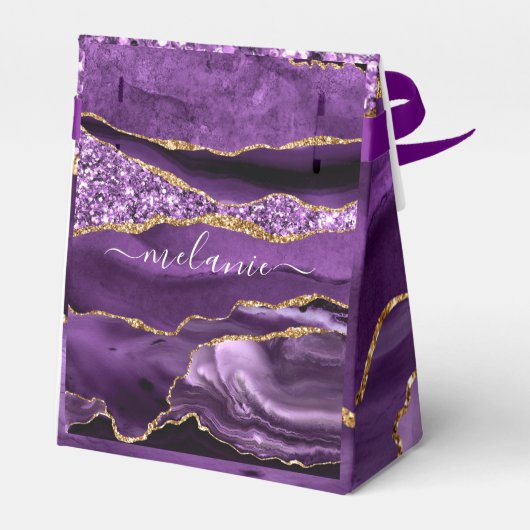 Agaat Paarse Gouden Marmeren Custom Naam Gift Box Bedankdoosjes (Achterkant)