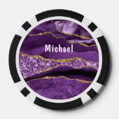 Agaat Paarse Gouden Marmeren Custom Naam Poker Chi Poker Chips (Achterkant)