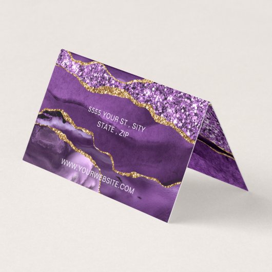 Agaat Paarse gouden QR Code Visitekaartje (Achterkant)