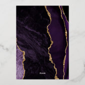 Agaat Paarse gouden script pruim bruiloft Folie Uitnodiging (Achterkant)