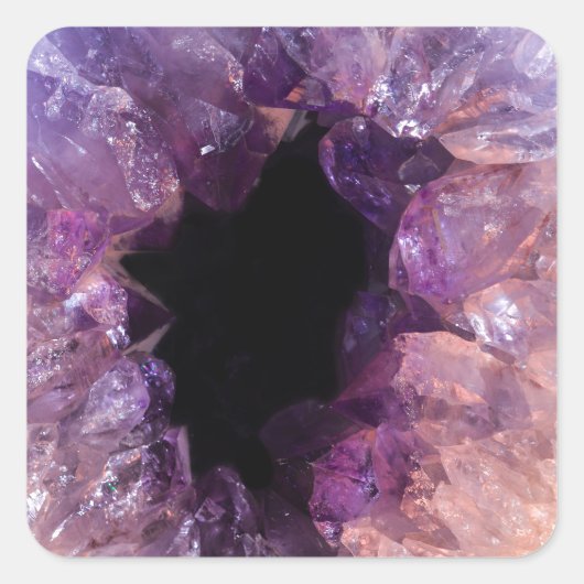 Agaat Paarse kristal Vierkante Sticker (Voorkant)
