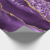 Agaat Paarse Marmeren Custom Name Wrapping Paper Cadeaupapier (Hoek)