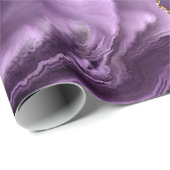 Agaat Paarse Marmeren Custom Name Wrapping Paper Cadeaupapier (Rol Hoek)