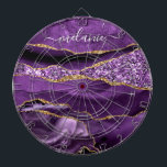 Agaat Paarse Violet Gold Custom Naam Dart Board Dartbord<br><div class="desc">Dart Boards met Agaat Paarse Violet Gold Glitter Geode Custom Name Sparkle Marble Personalized Birthday - Jubileum of Wedding Gift / Suppliest - Jouw naam toevoegen - Tekst of Verwijderen - Maak uw speciale cadeau - Formaat wijzigen en verplaatsen of verwijderen en tekst / elementen toevoegen met aanpassingstool. Ontwerp door...</div>