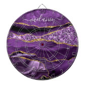 Agaat Paarse Violet Gold Custom Naam Dart Board Dartbord (Voorkant)
