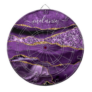 Agaat Paarse Violet Gold Custom Naam Dart Board Dartbord