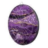 Agaat Paarse Violet Gold Custom Naam Dart Board Dartbord (Voorkant Rechts)