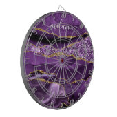 Agaat Paarse Violet Gold Custom Naam Dart Board Dartbord (Voorkant Links)