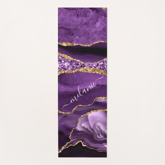 Agaat Paarse Violet Gold Custom Naam Yoga Mat (Voorkant)