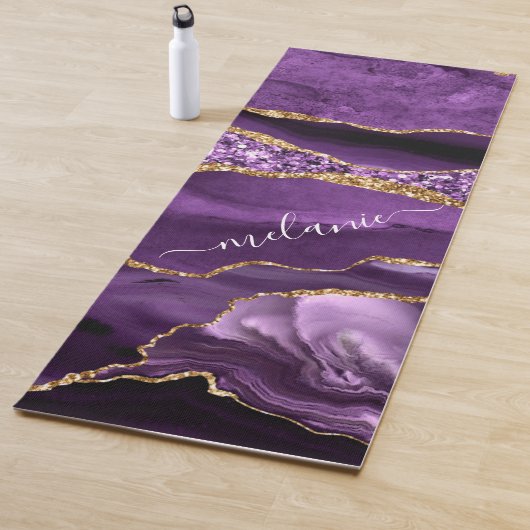 Agaat Paarse Violet Gold Custom Naam Yoga Mat (In situ)