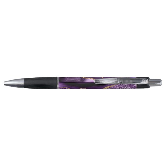 Agaat Paarse Violet Goud Glitter Custom Name Pen (Achterkant)