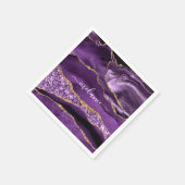 Agaat Paarse Violet Gouden Glitter Jouw naam Serve Servet (Hoek)
