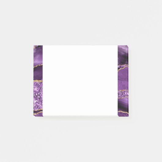 Agaat Paarse Violet Gouden Glitter Post-it® Notes (Voorkant)
