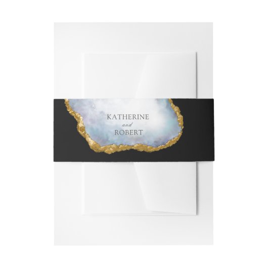 Agaat parel gouden bruiloft uitnodigingen wikkel (Voorkant Voorbeeld)