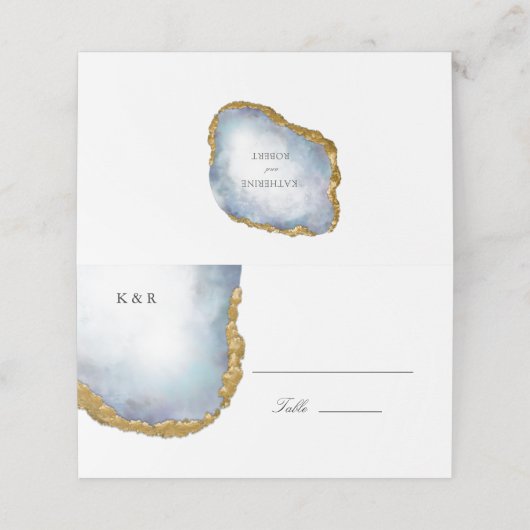 Agaat Pearl Gold Wedding Place Card Plaatskaartje (Buitenkant ongevouwen)