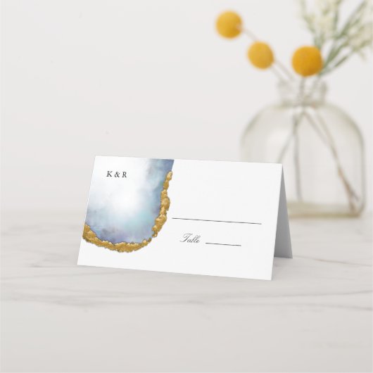 Agaat Pearl Gold Wedding Place Card Plaatskaartje (Voorkant)