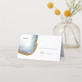 Agaat Pearl Gold Wedding Place Card Plaatskaartje