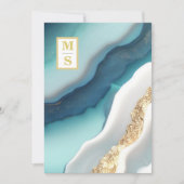 *~ Agaat QR BLAUWGROEN Monogram AR66 RSVP Bruiloft Kaart (Voorkant)