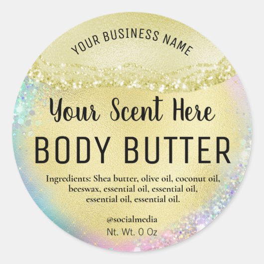 Agaat regenboog gekleurde body boter labels (Voorkant)