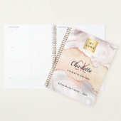 Agaat roos gouden monogram logo business 2025 planner (Display)