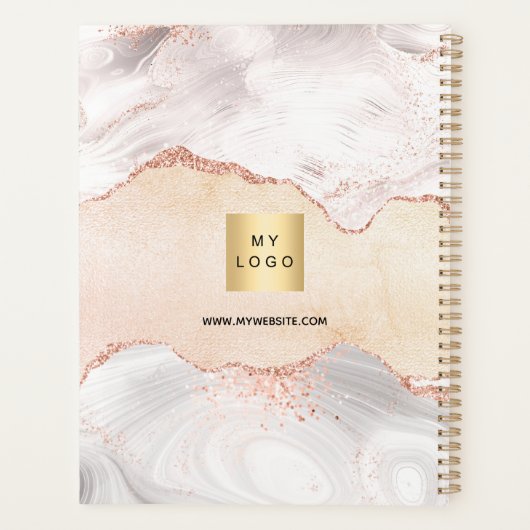 Agaat roos gouden monogram logo business 2025 planner (Achterkant)