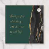 Agaat Script Zwart Goud Smaragd Groen Bruiloft Bedankjes Labels (Achterkant)