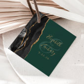 Agaat Script Zwart Goud Smaragd Groen Bruiloft Bedankjes Labels