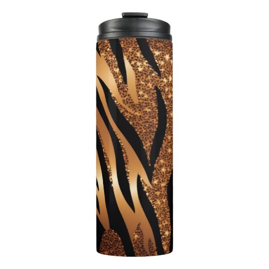 Agaat Tijger Glitter Thermische Tumbler 12oz Thermosbeker (Voorkant)