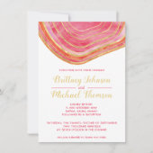 Agaat Waterverf in rood goud accent bruiloft Kaart (Voorkant)