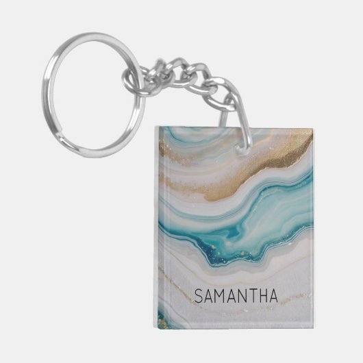 Agaat zeegezicht sleutelhanger (Voorkant Links)