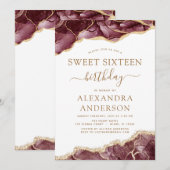 Agaat zoet 16 verjaardag bordeaux goud kaart (Voorkant / Achterkant)